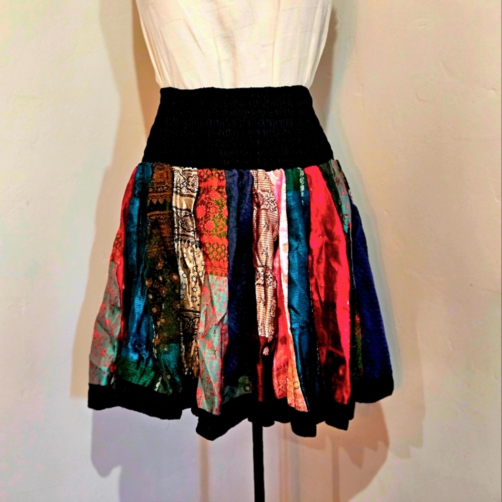 Brand New Recycled Silk Sari One of a Kind Skirt